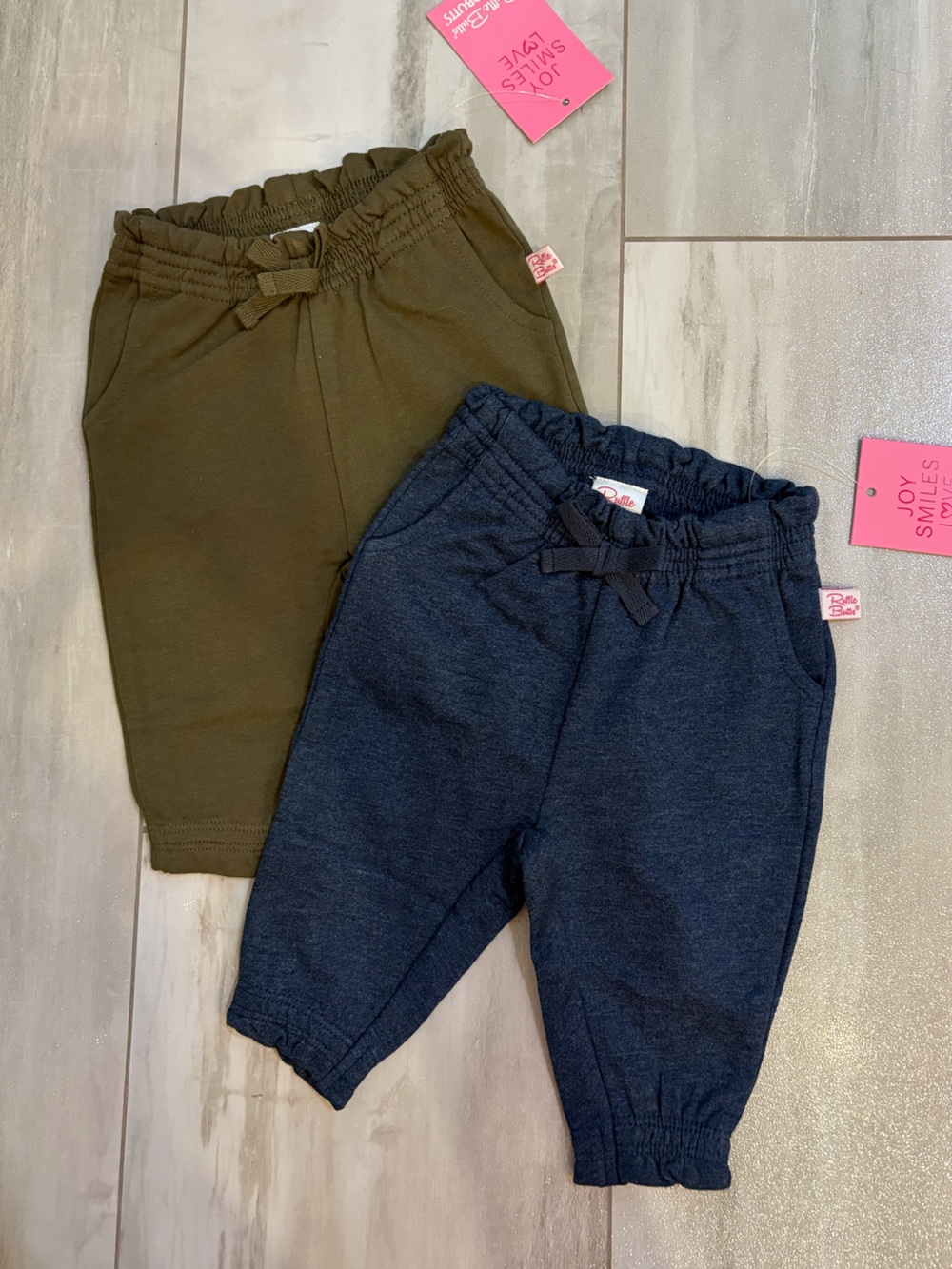 NWT Bundle of RuffleButts Essential Navy & Juniper Jogger Sweat Pants Girls 3-6M
